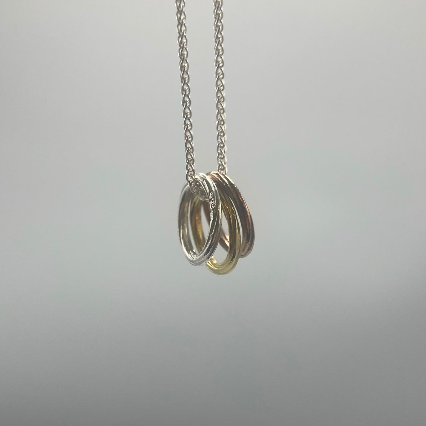 Alice Gow - Twist Continuum Pendant - Silver, Rose and Yellow Gilt