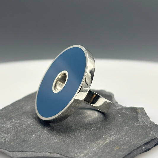 Wilde Works – Sterling Silver and Resin Large 'First Exploration' Ring (Slate Blue)