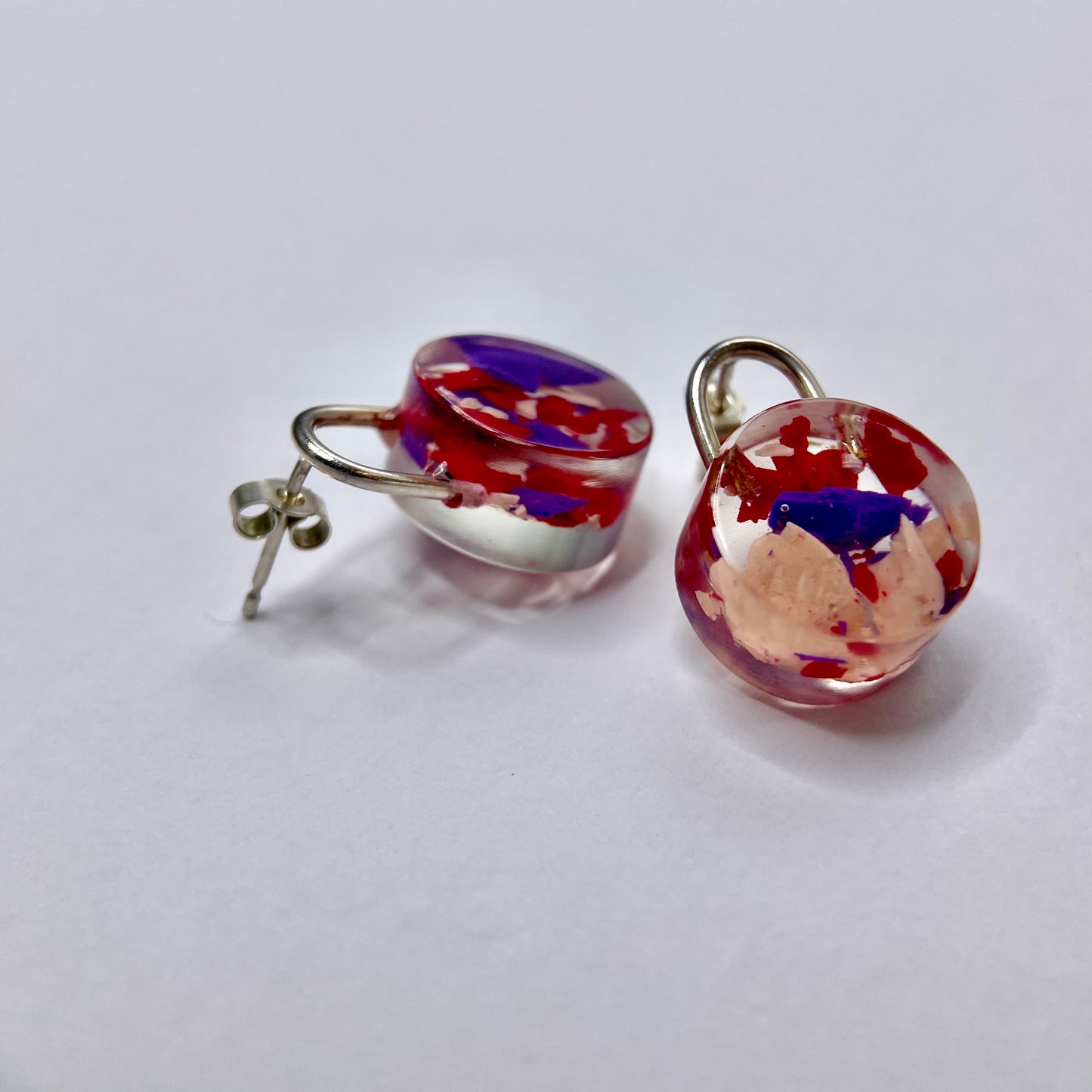 Fern Robinson - Padlock Studs (Mixed) - Resin/Silver/Crayon