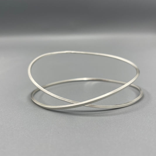 Brushed Silver 'Crossover' Bangle (Square Wire) - Sarah McCallum