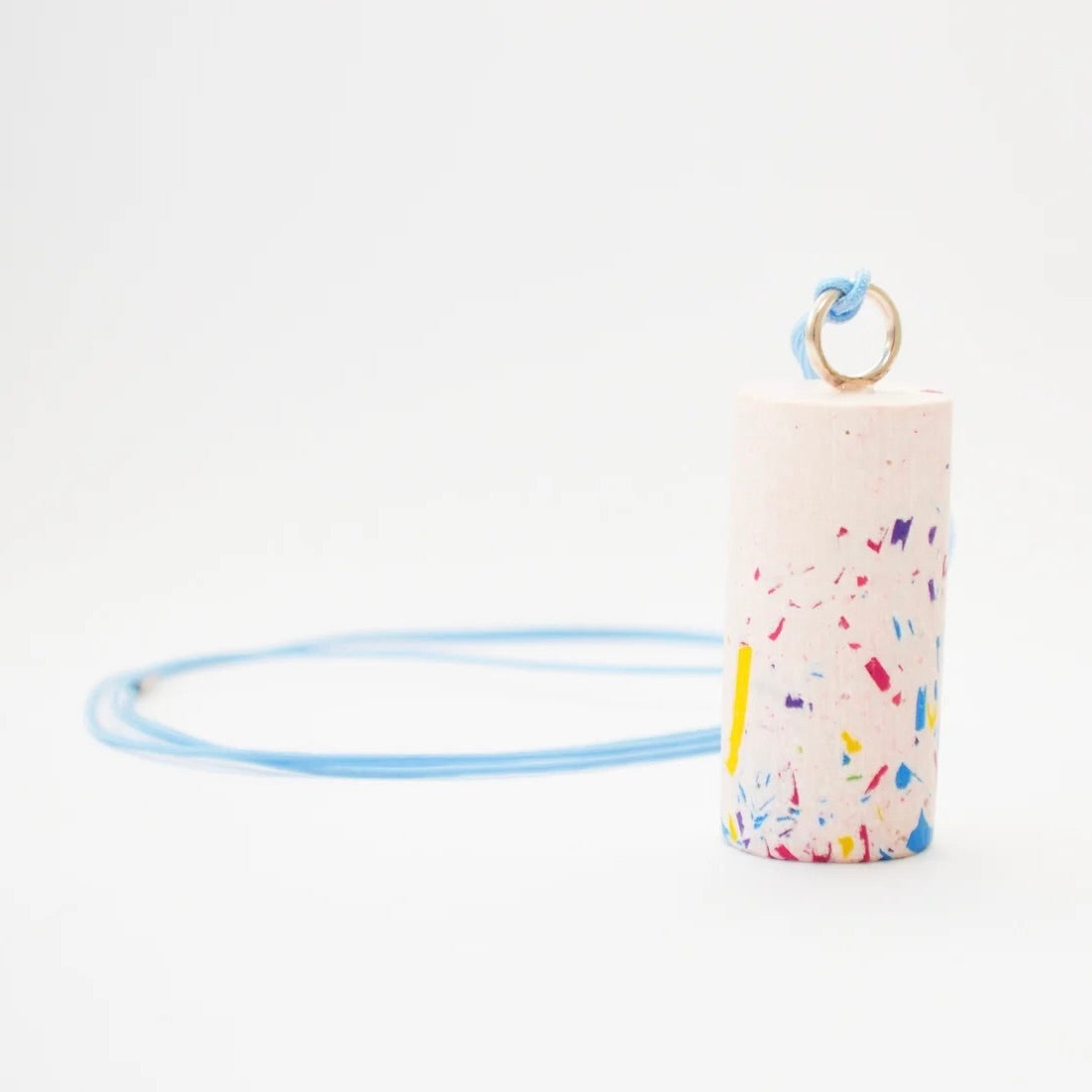 Fern Robinson - Jesmonite Cylinder Necklace - Jesmonite/Silver/Crayon